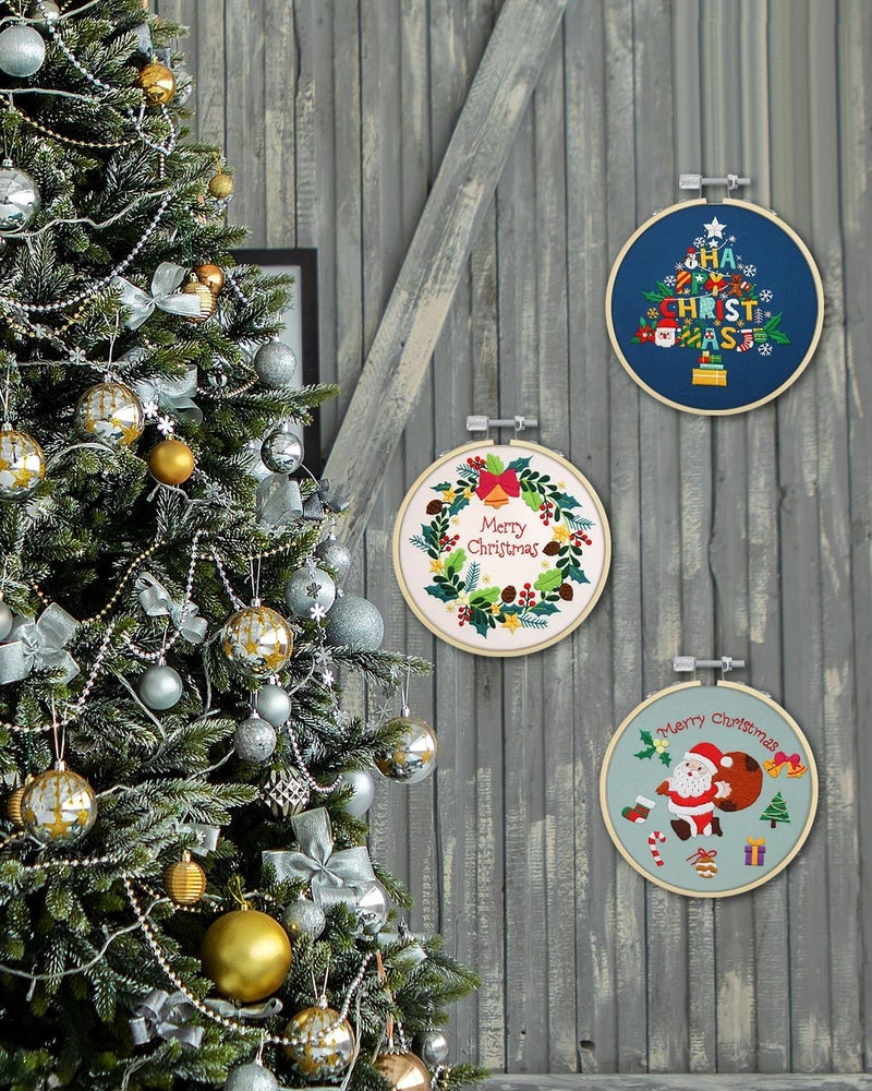 TINDTOP 16 Pieces 8 Inch Embroidery Hoops, Bamboo Frame Circle Cross Stitch Hoop Ring Embroidery Hoops Set for Embroidery and Cross Stitch - Image 5
